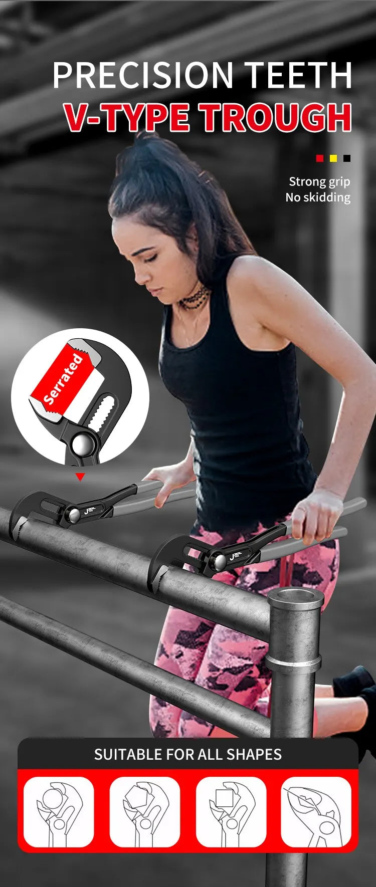 Wasserpumpenzange mit Knopfverstellung